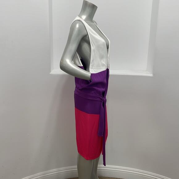 DSQUARED2 Women Color Block Tunic Dress White Purple - Picture 7 of 13